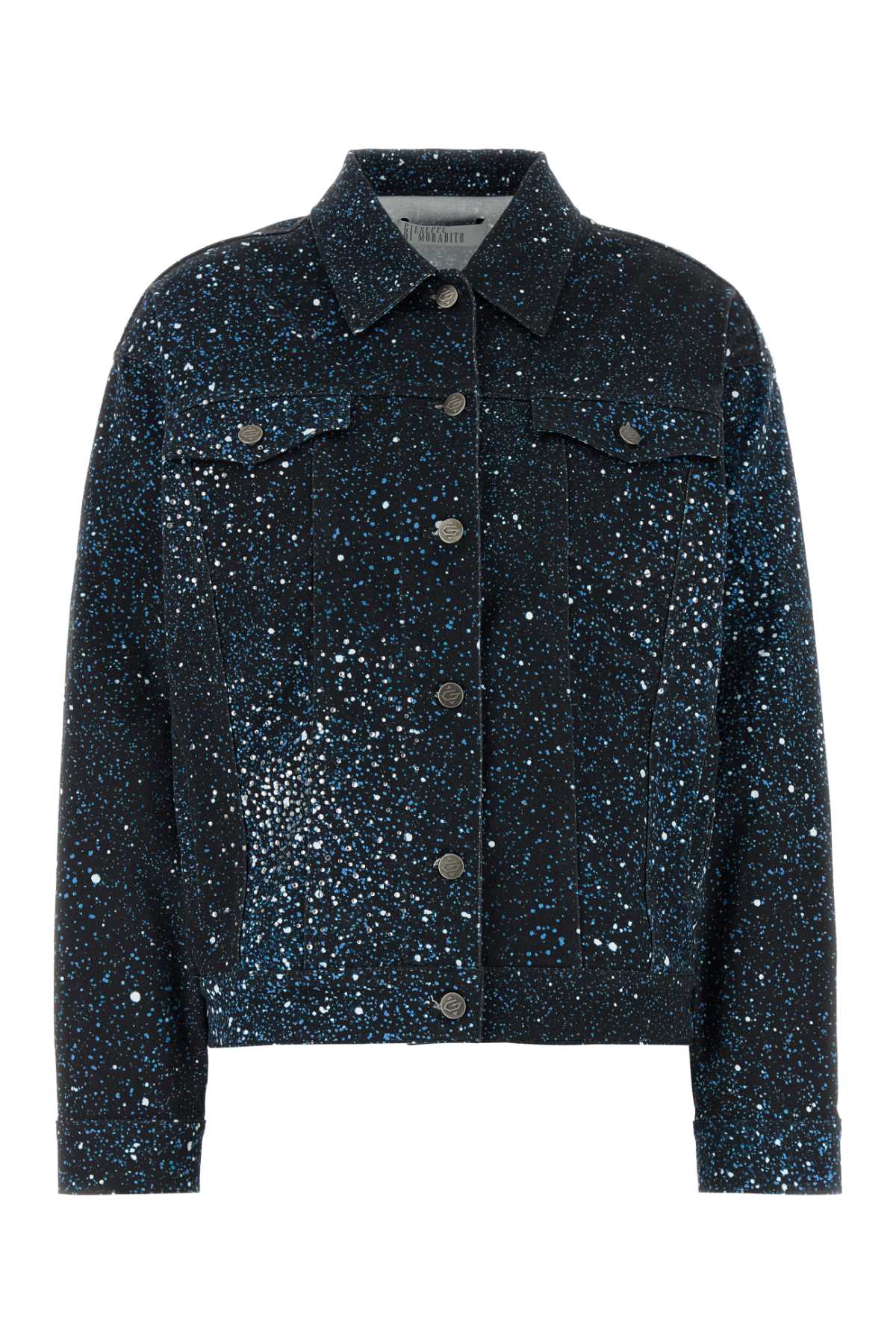 Giuseppe Di Morabito Speckled Stretch Denim Jacket — Navy by Giuseppe Di Morabito
