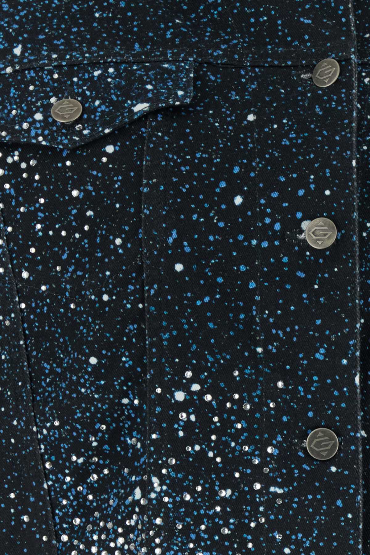 Giuseppe Di Morabito Speckled Stretch Denim Jacket — Navy, view 3