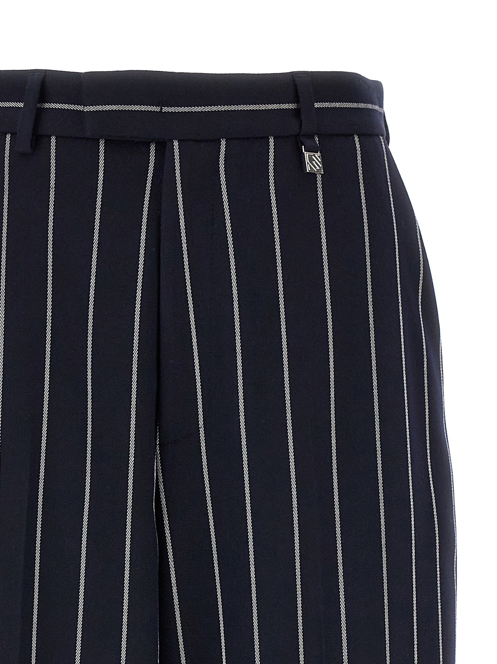 Giuseppe Di Morabito Pinstriped Viscose Blend Trousers — Navy, view 3