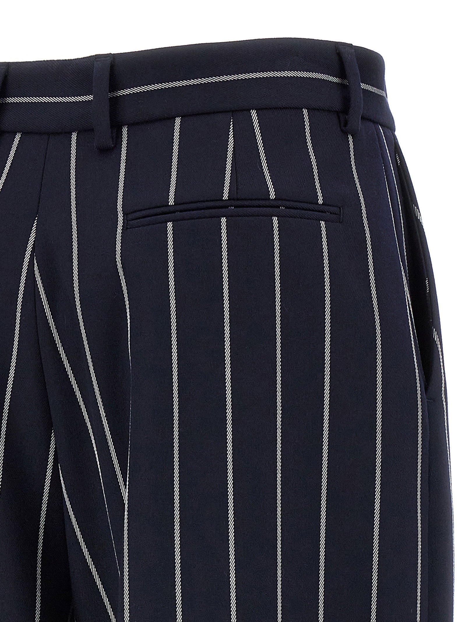 Giuseppe Di Morabito Pinstriped Viscose Blend Trousers — Navy, view 4