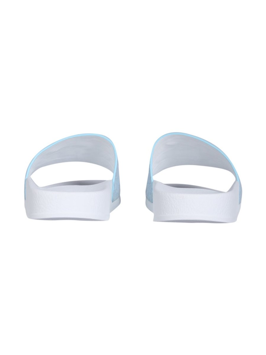 Giuseppe Zanotti Logo-Detail Leather Slide Sandals — Blue, view 2