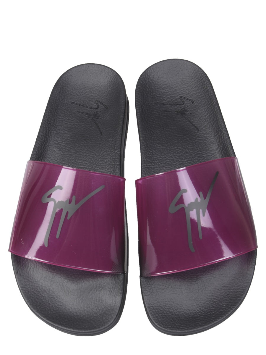 Giuseppe Zanotti Logo PVC Slide Sandals — Pink by Giuseppe Zanotti