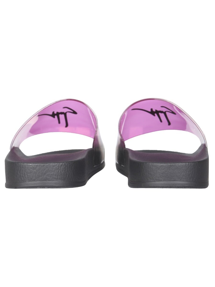 Giuseppe Zanotti Logo PVC Slide Sandals — Pink, view 2