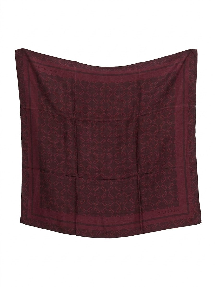Givenchy Silk Monogram Pocket Square — Burgundy by Givenchy
