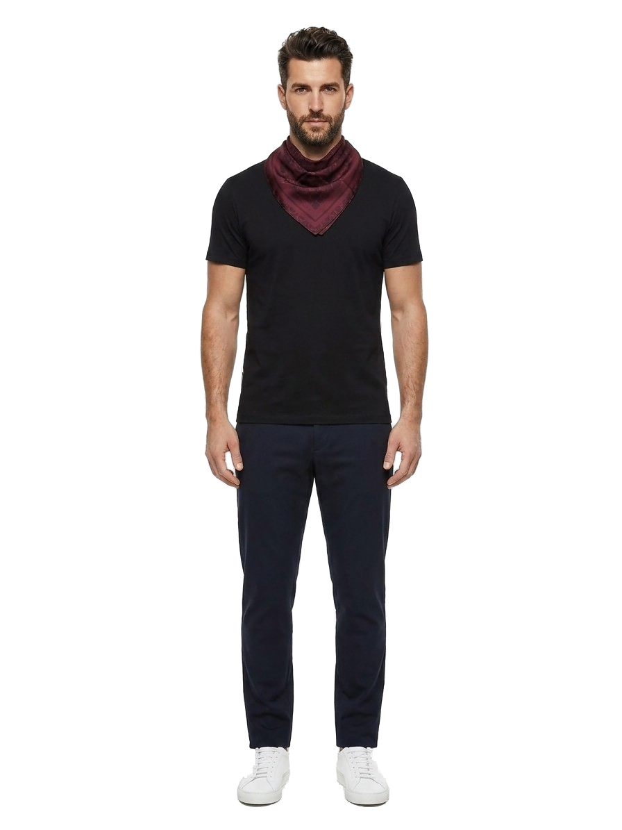 Givenchy Silk Monogram Pocket Square — Burgundy, view 3
