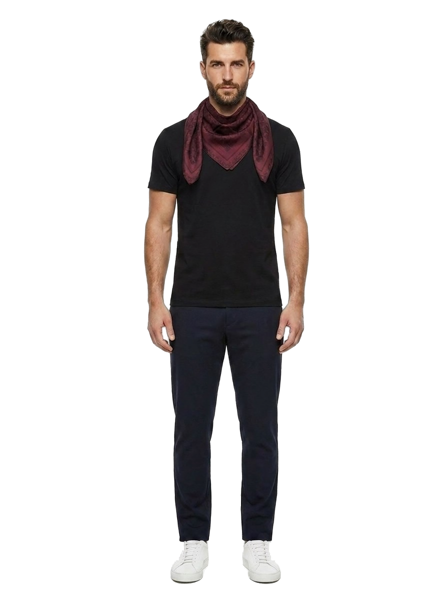 Givenchy Silk Monogram Pocket Square — Burgundy, view 4