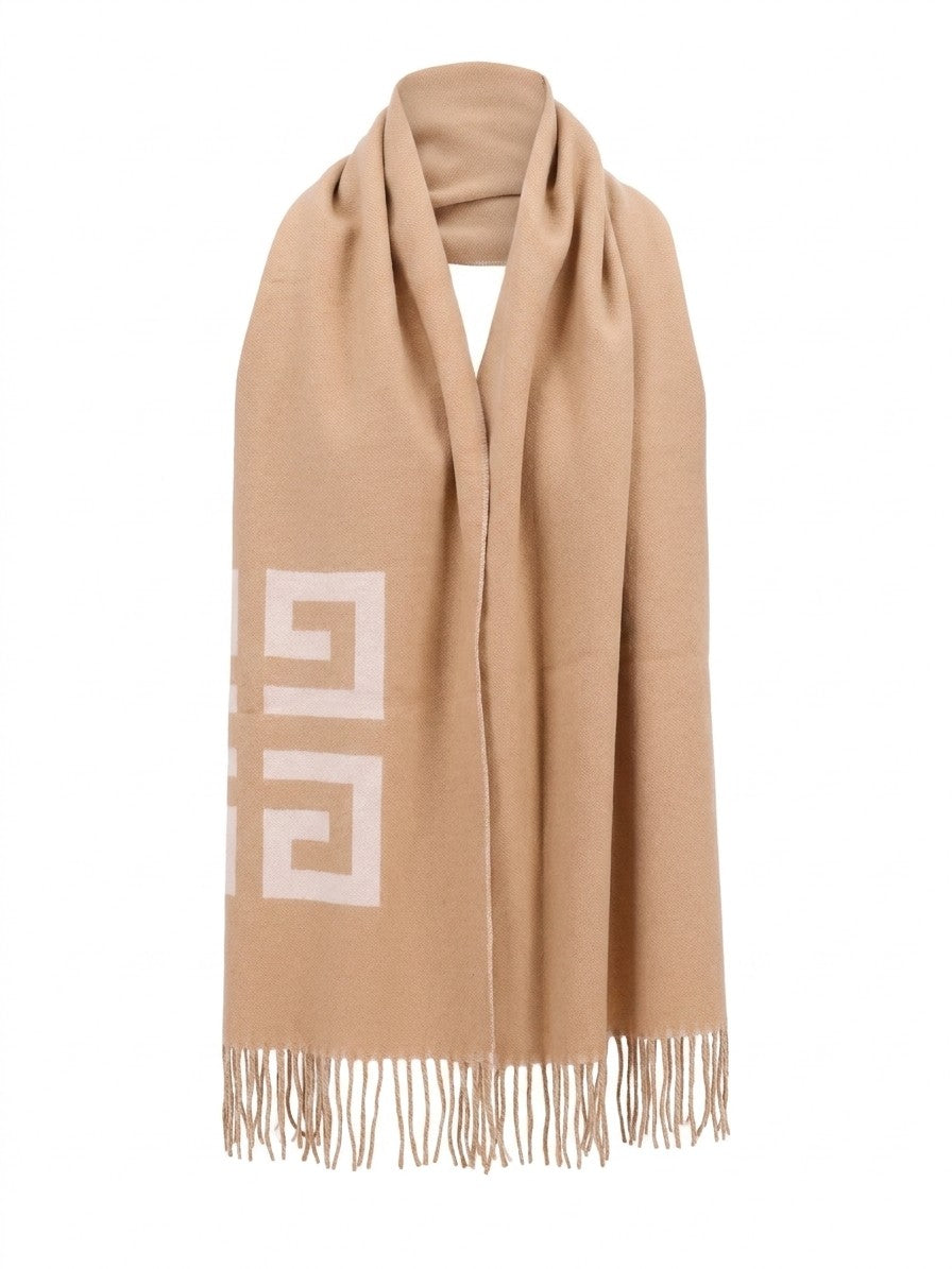 Givenchy Bicolor Virgin Wool Scarf — Beige, view 2
