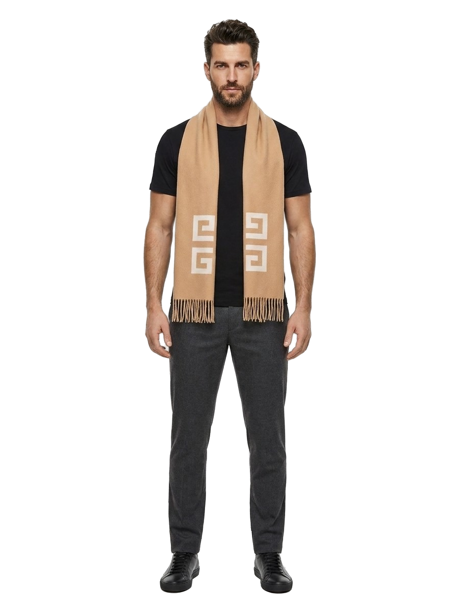 Givenchy Bicolor Virgin Wool Scarf — Beige, view 3