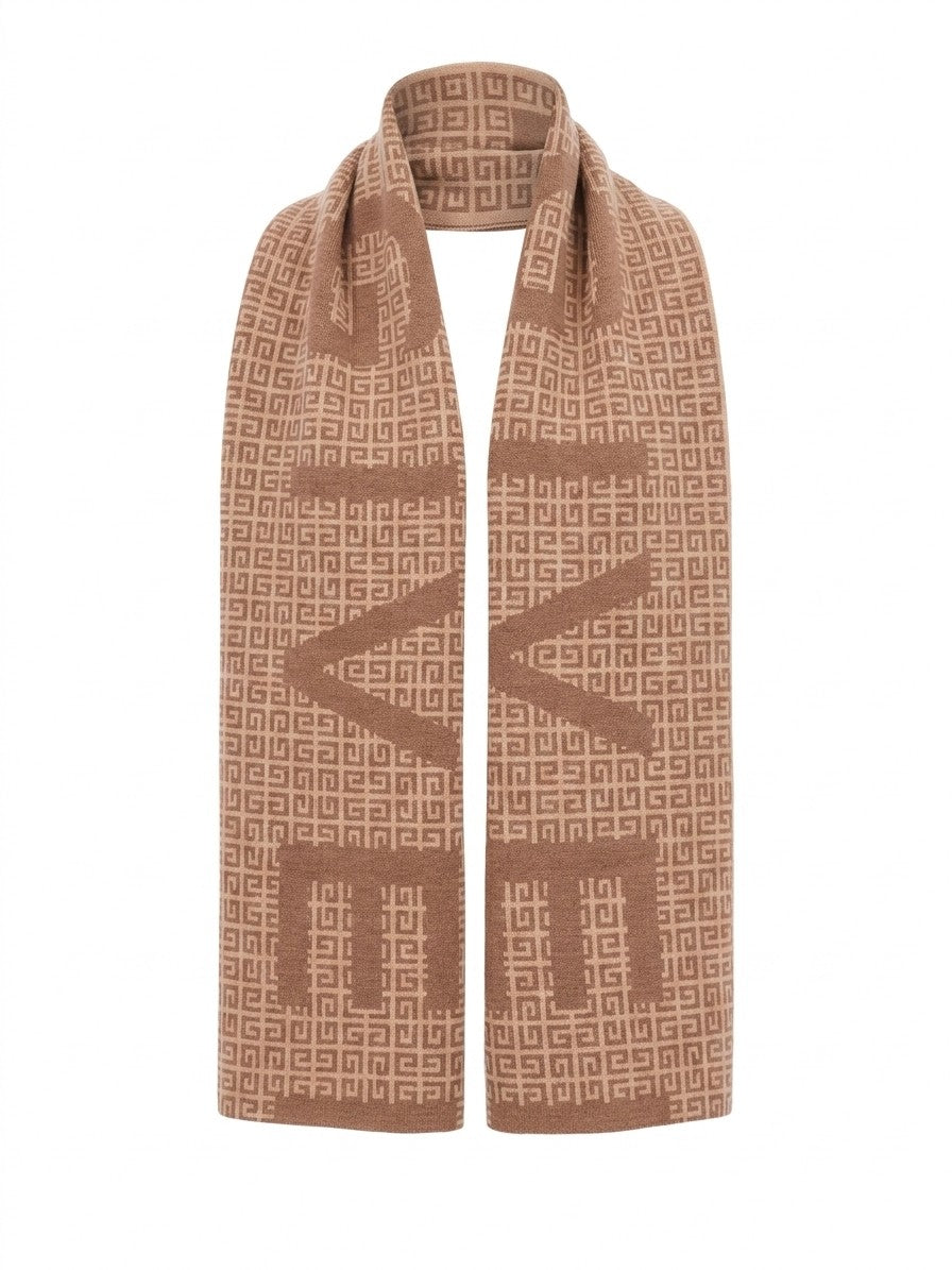 Givenchy Bicolor Wool & Silk Jacquard Scarf — Beige by Givenchy