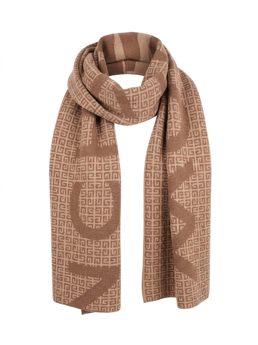 Givenchy Bicolor Wool & Silk Jacquard Scarf — Beige, view 2