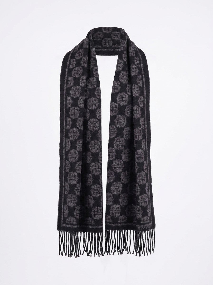 Givenchy Logo-Jacquard Wool Scarf — Black, view 2