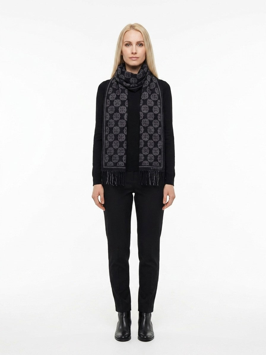 Givenchy Logo-Jacquard Wool Scarf — Black, view 3