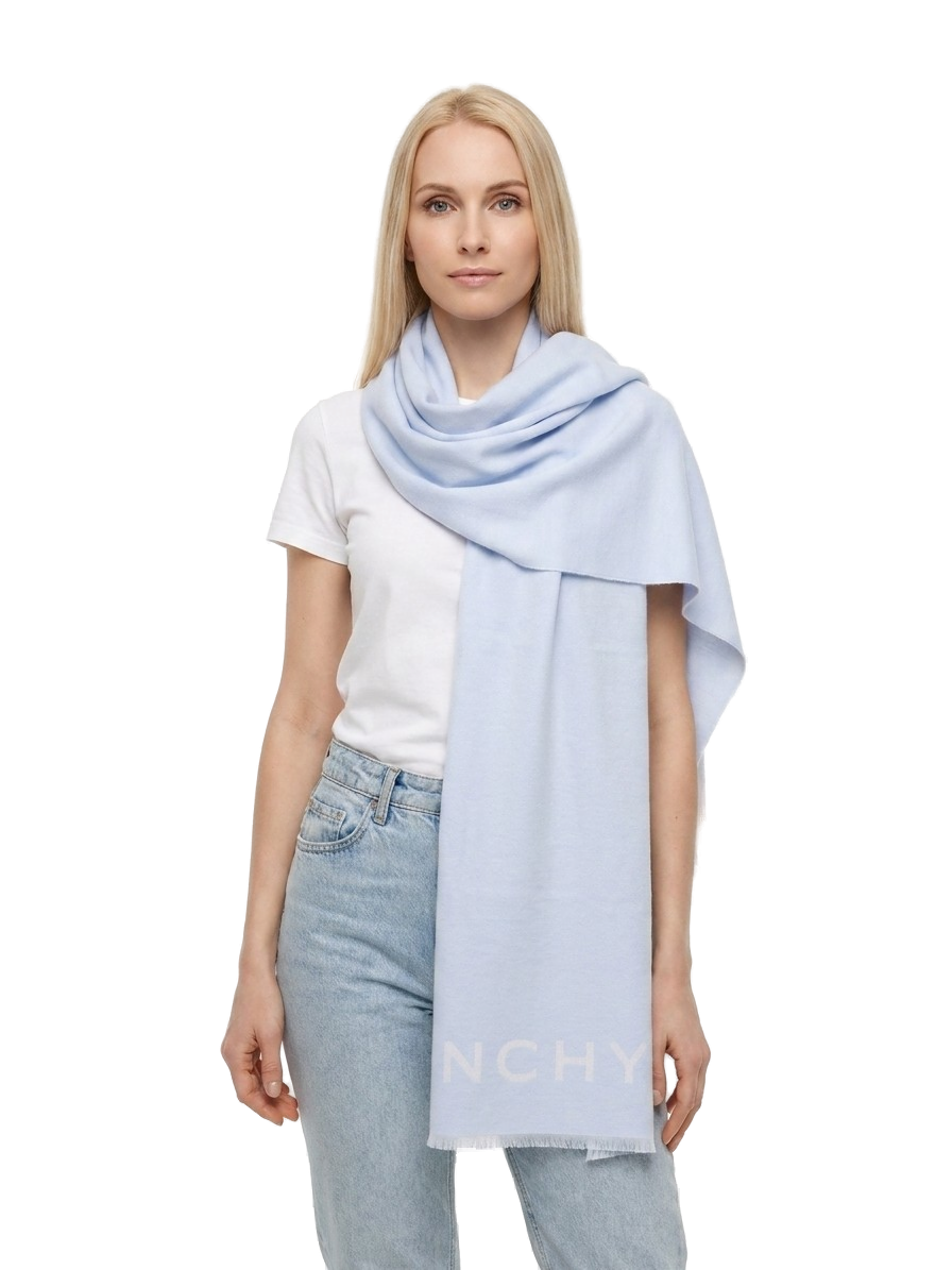 Givenchy Wool Blend Scarf — Blue, view 3