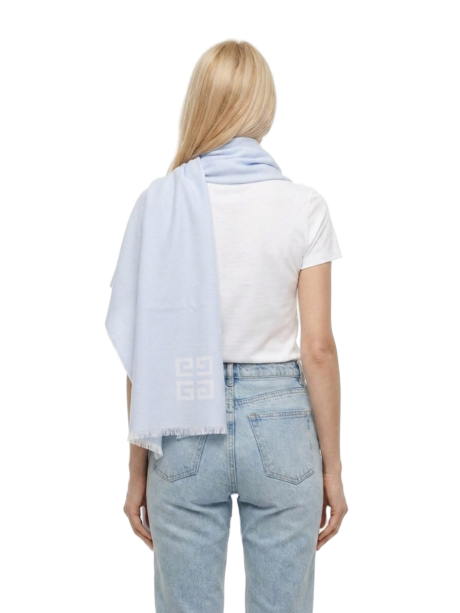 Givenchy Wool Blend Scarf — Blue, view 4