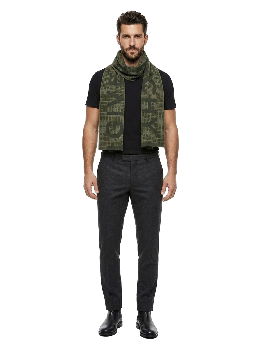 Givenchy Monogram Wool Scarf — Green, view 3