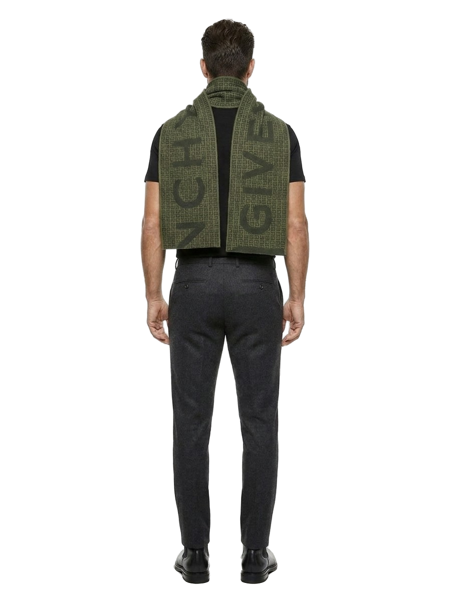 Givenchy Monogram Wool Scarf — Green, view 4