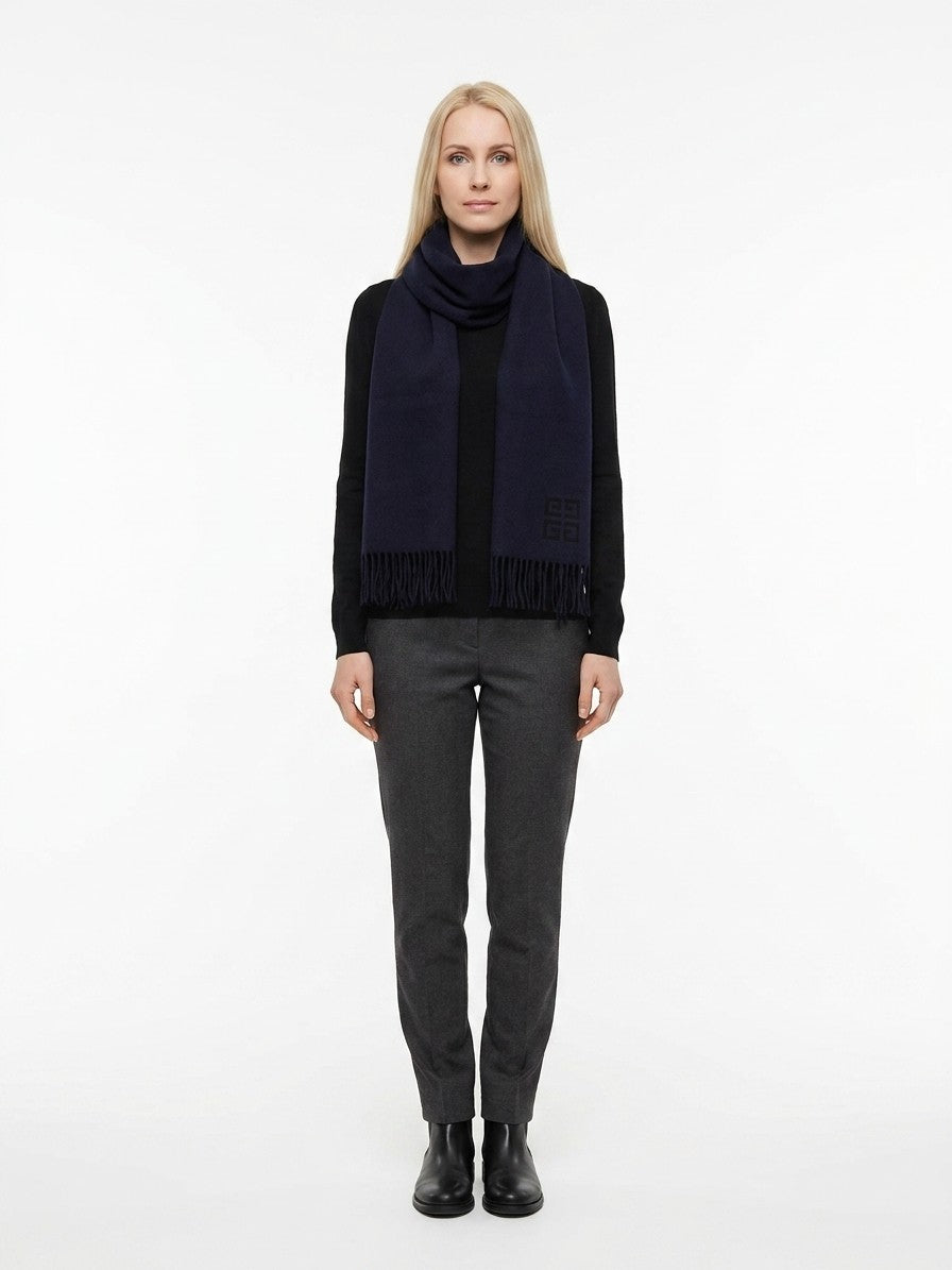 Givenchy Fine Wool Scarf — Navy, view 3