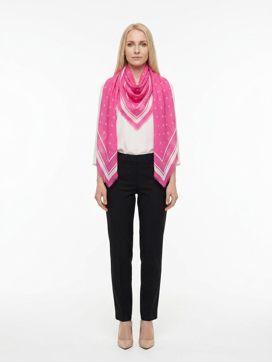Givenchy Wool-Silk Blend Scarf — Pink, view 3