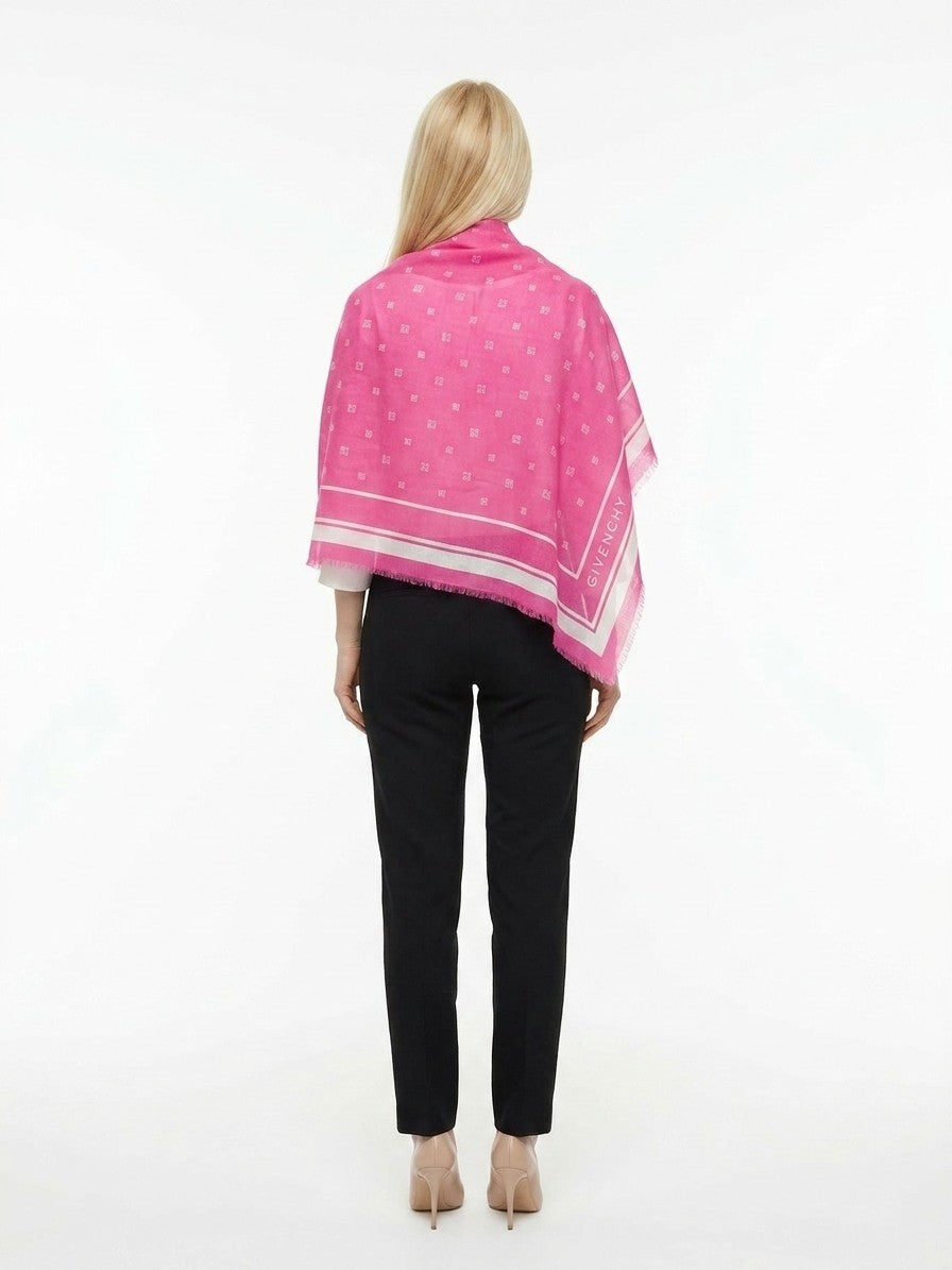 Givenchy Wool-Silk Blend Scarf — Pink, view 4