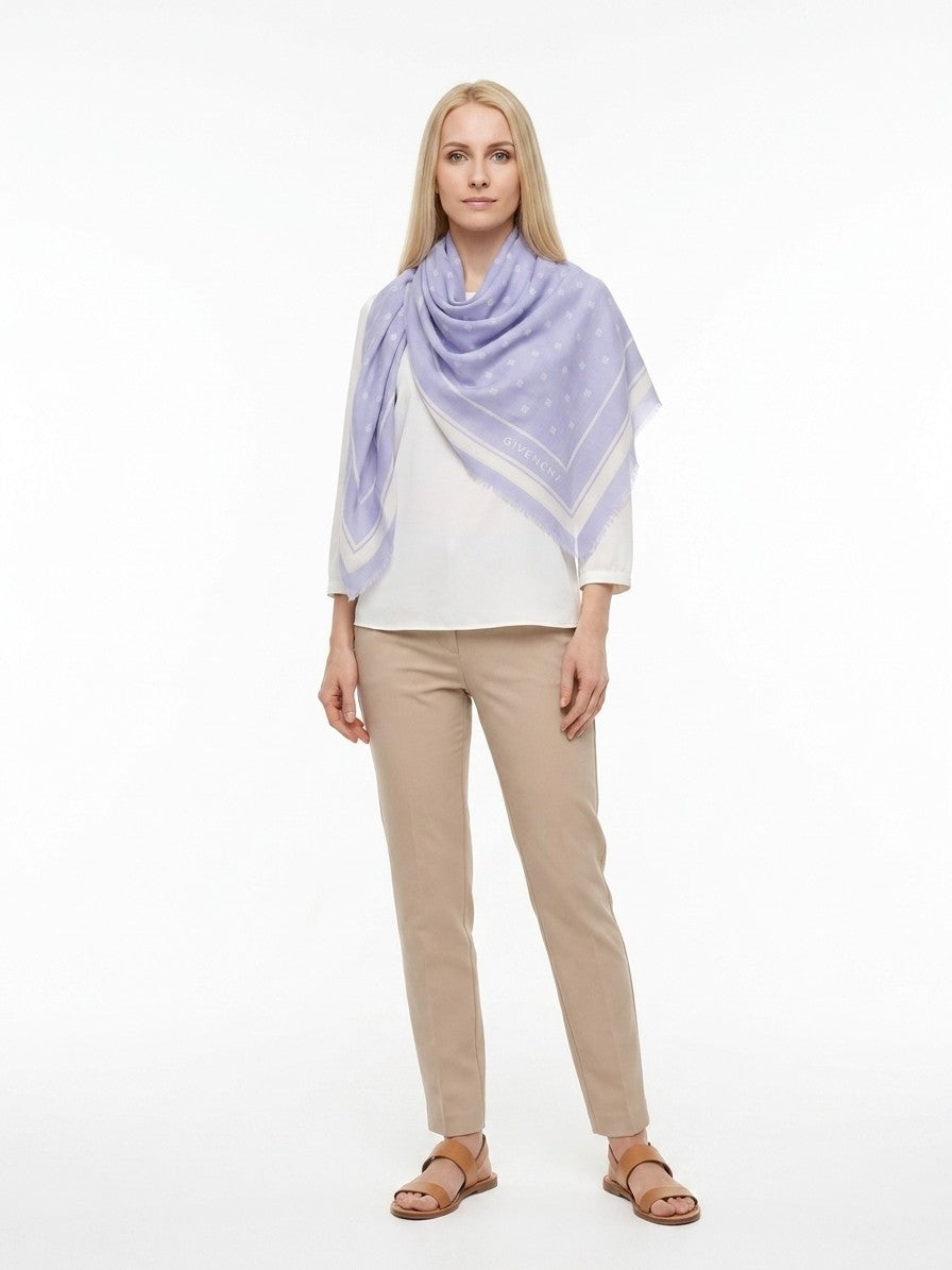 Givenchy Bicolor Wool-Silk Scarf — Purple, view 3