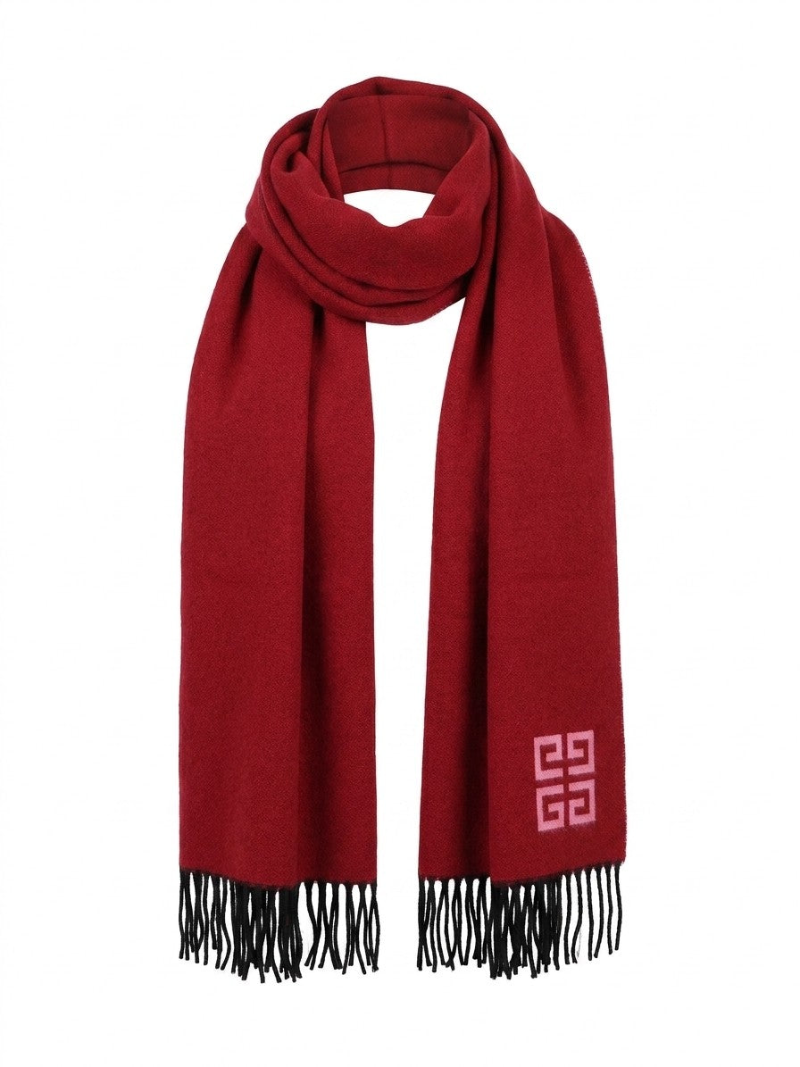 Givenchy Bicolor Wool Scarf — Red, view 2