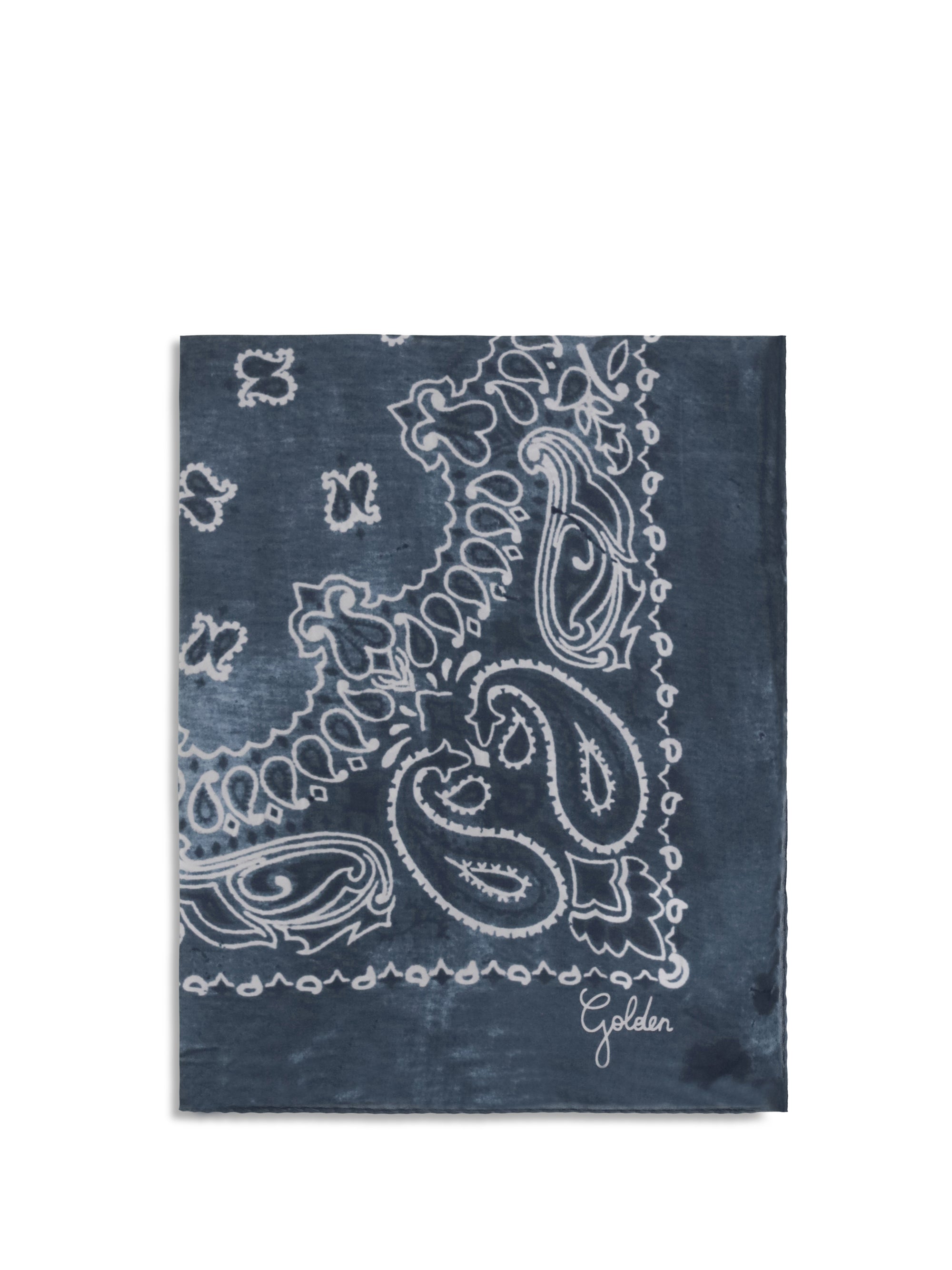 Golden Goose Paisley Printed Silk Scarf — Navy by Golden Goose