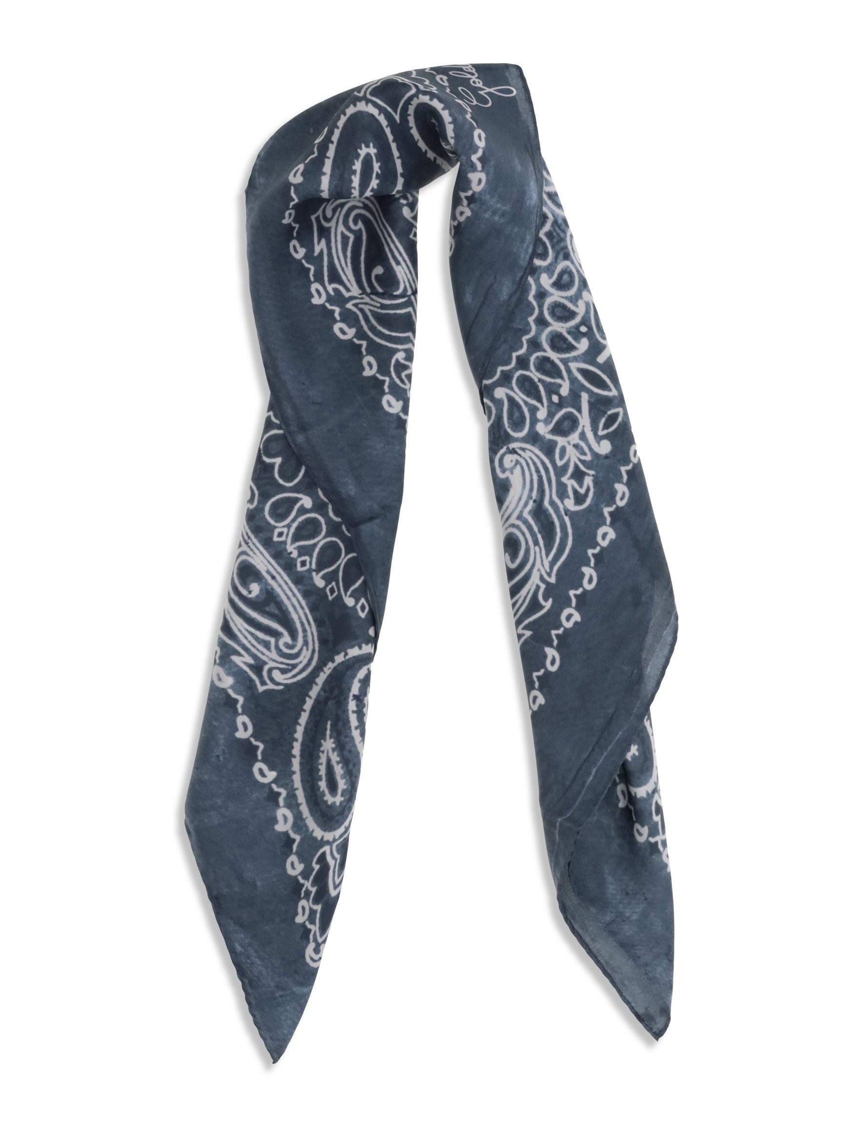 Golden Goose Paisley Printed Silk Scarf — Navy, view 2