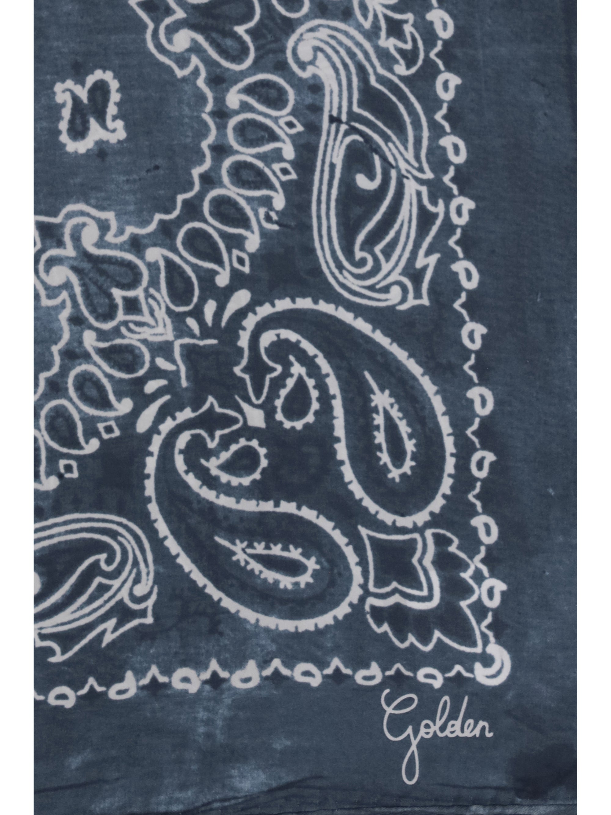 Golden Goose Paisley Printed Silk Scarf — Navy, view 3