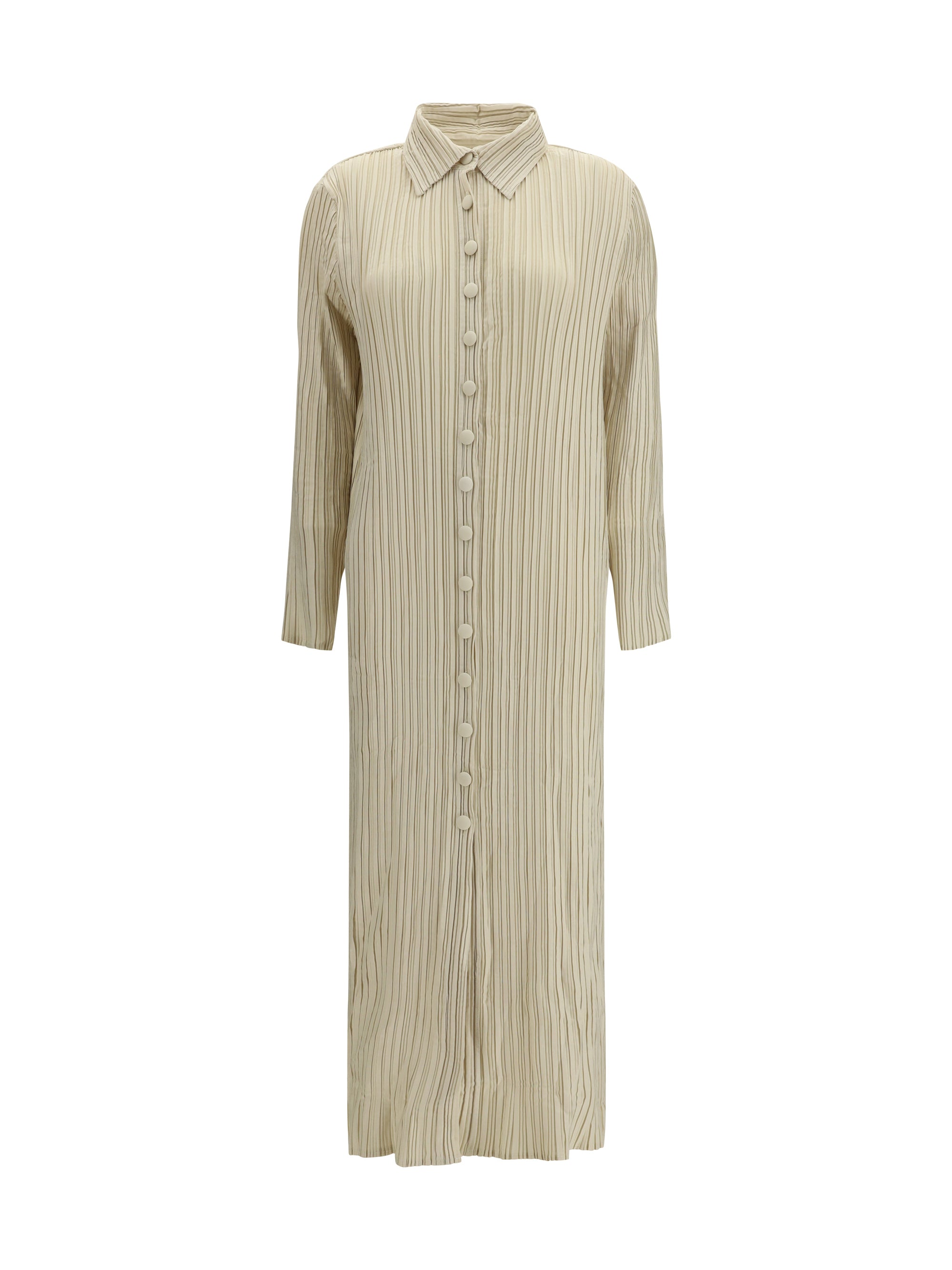 Gongdid Design Ribbed Polyester Dress — Beige by Gongdid Design