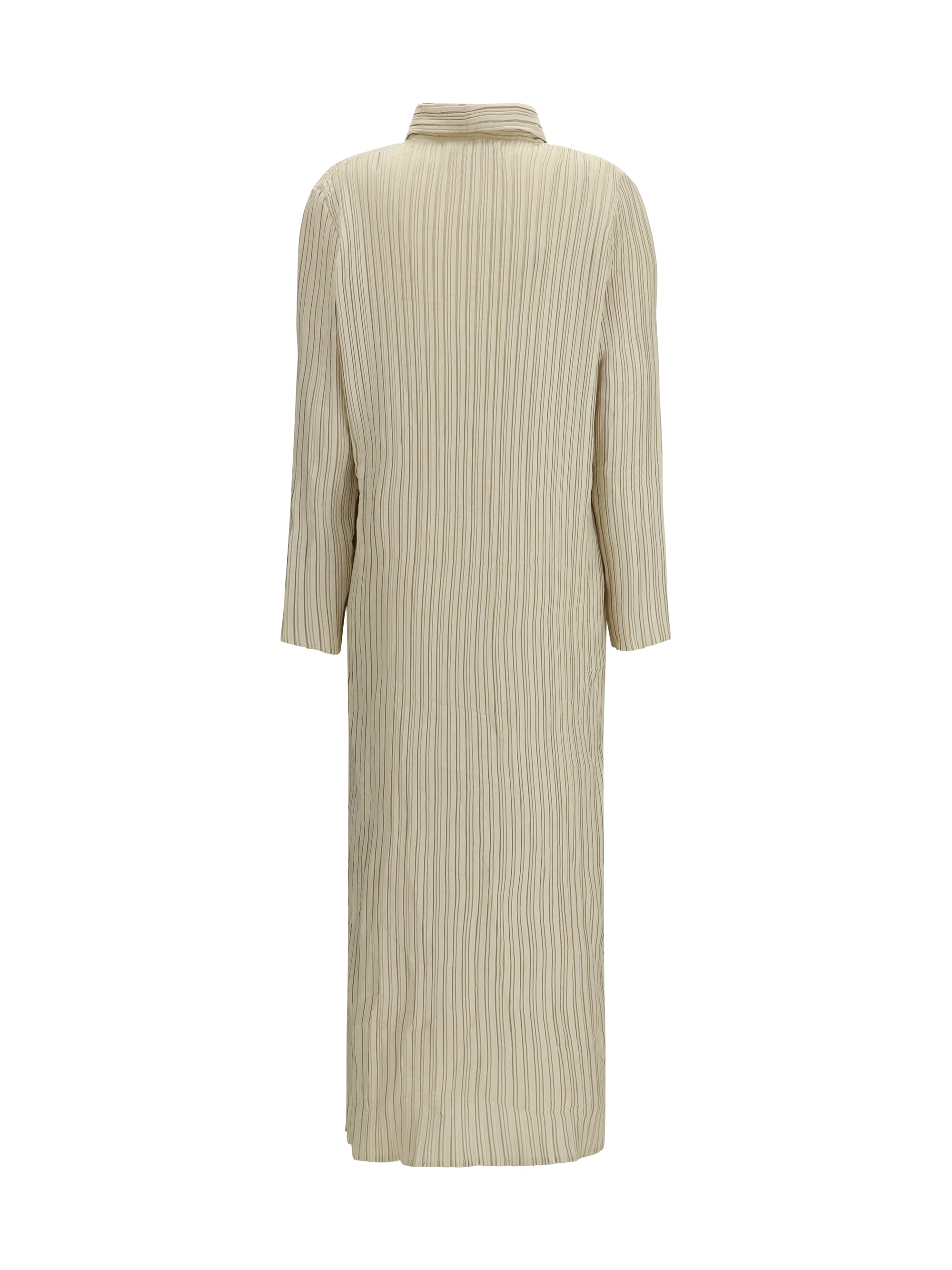 Gongdid Design Ribbed Polyester Dress — Beige, view 2