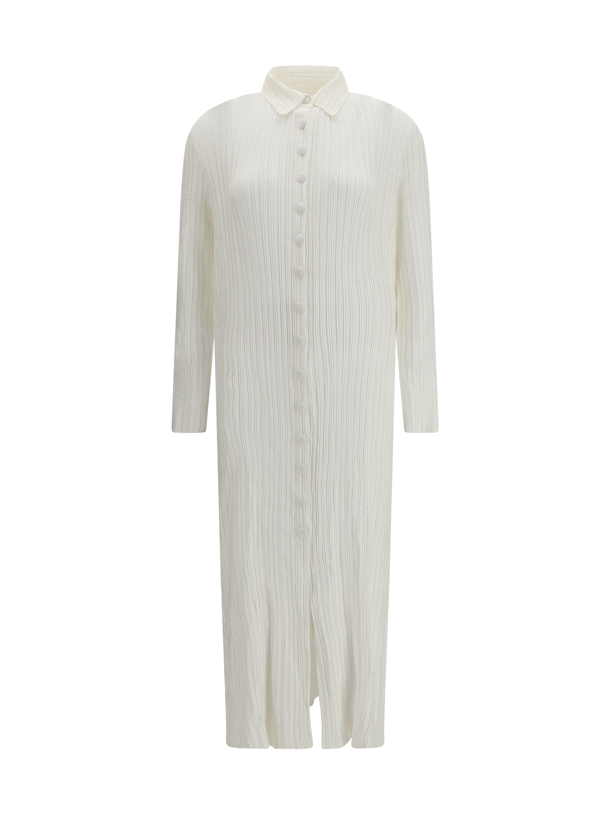 Gongdid Design Ribbed Pleated Dress — White by Gongdid Design