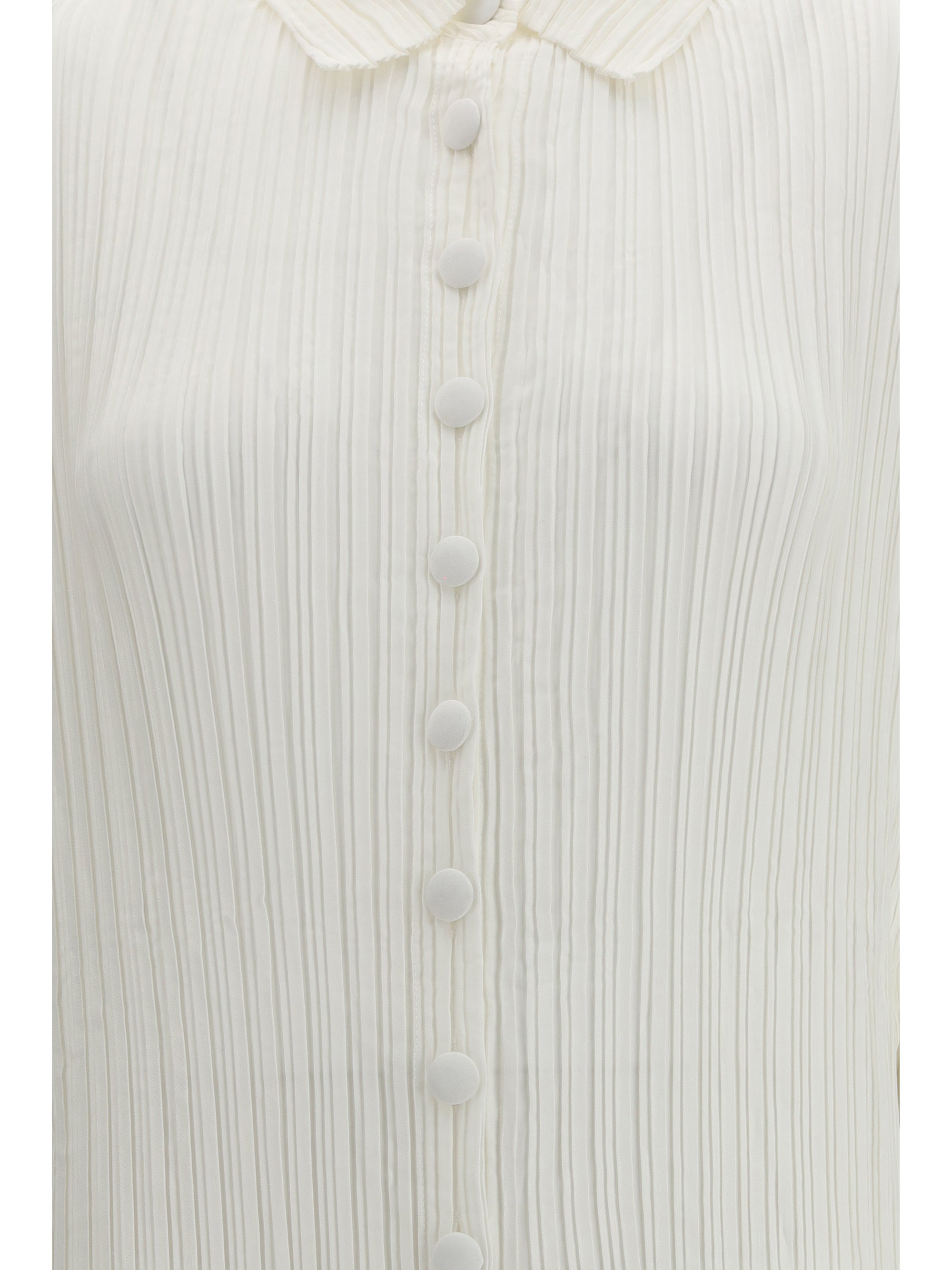 Gongdid Design Ribbed Pleated Dress — White, view 3
