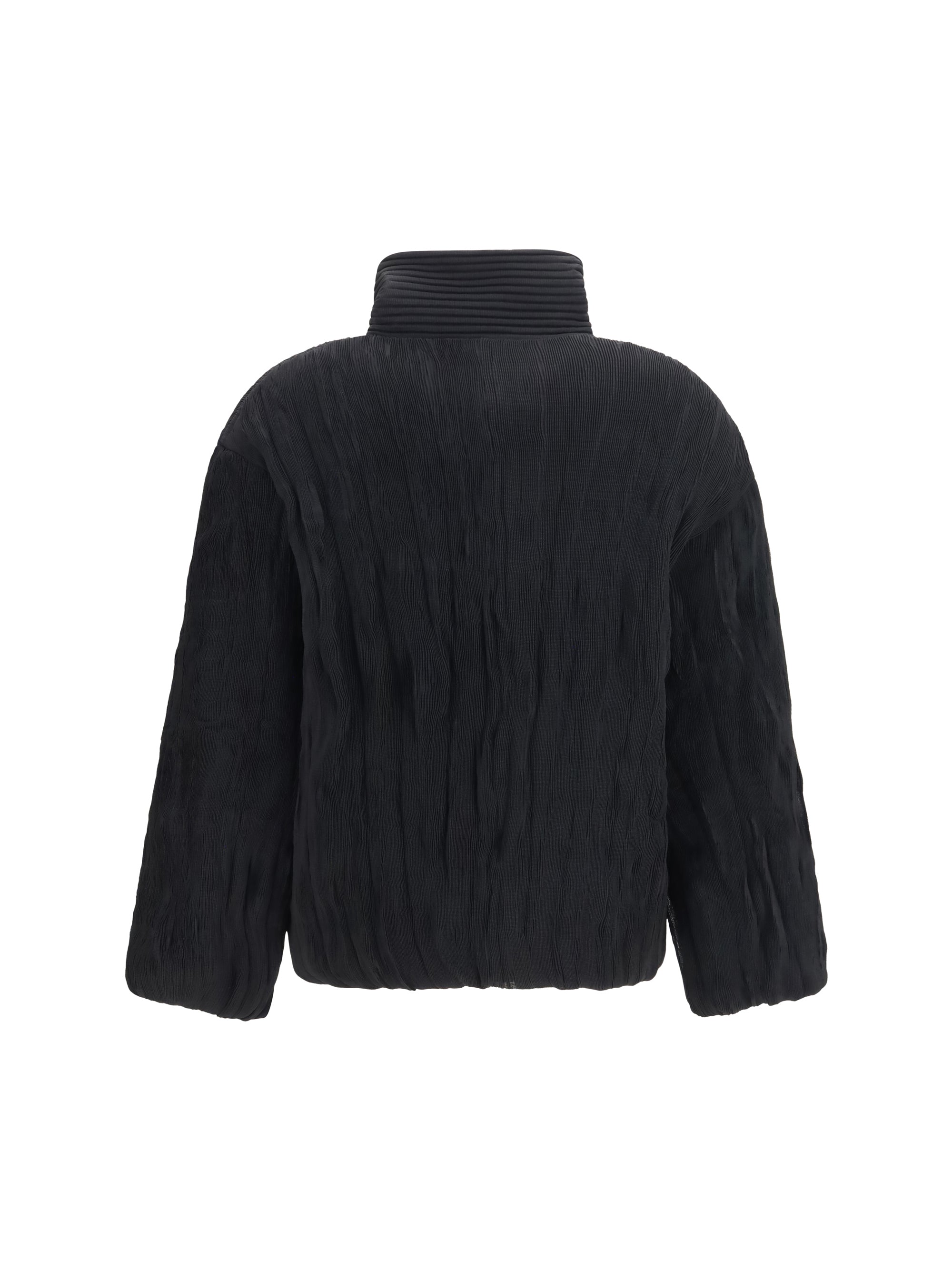 Gongdid Design Striped Velvet-Effect Polyester Jacket — Black by Gongdid Design