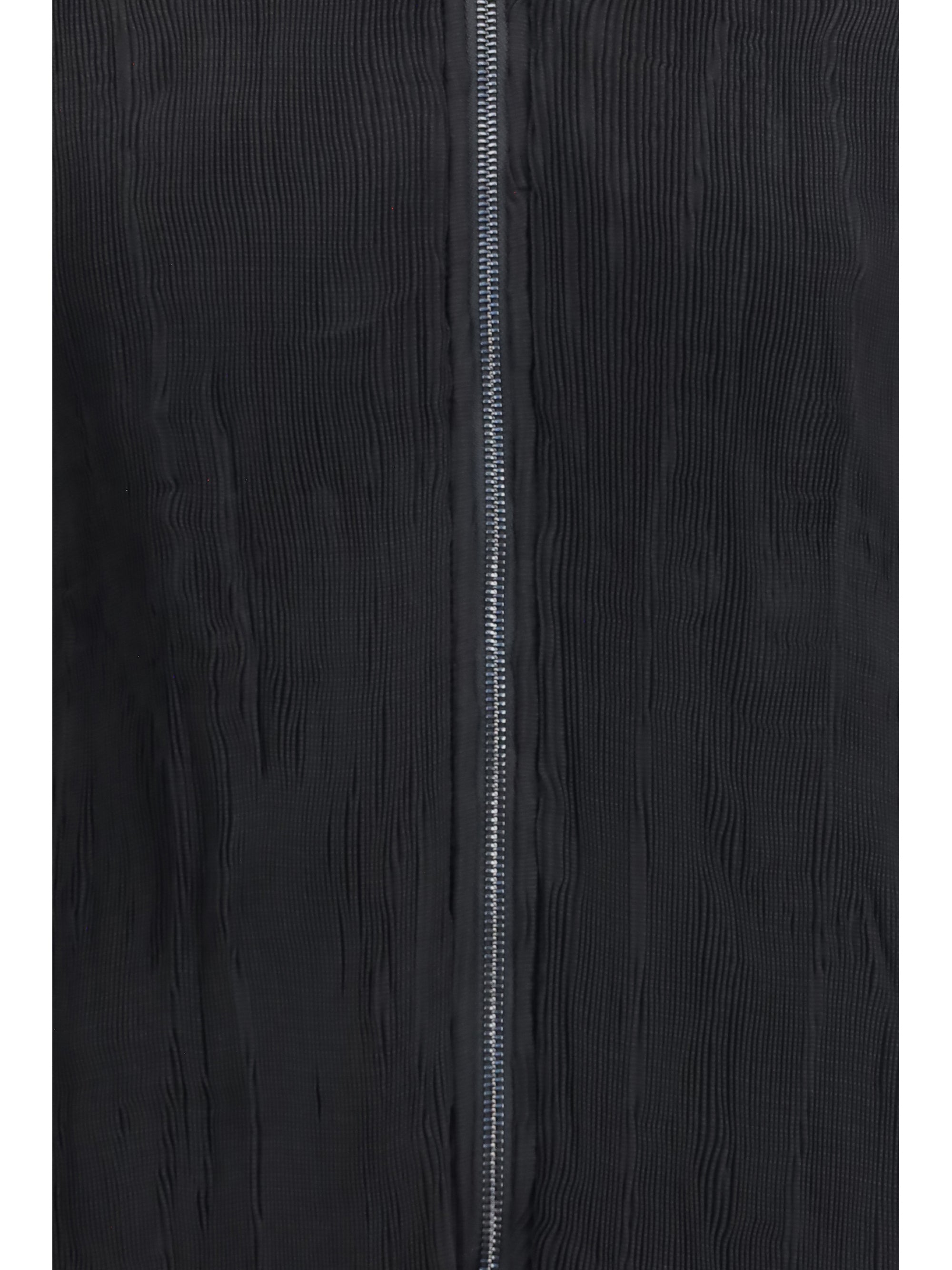 Gongdid Design Striped Velvet-Effect Polyester Jacket — Black, view 3