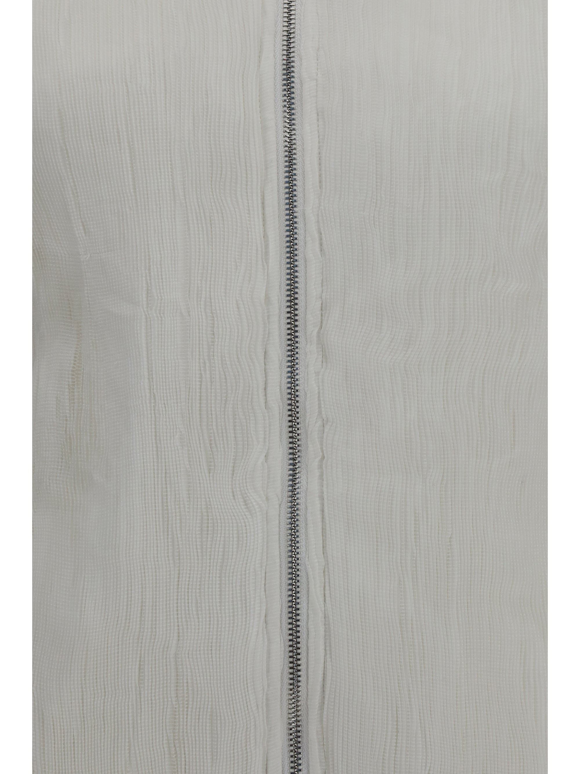 Gongdid Design Padded Striped Jacket — White, view 3