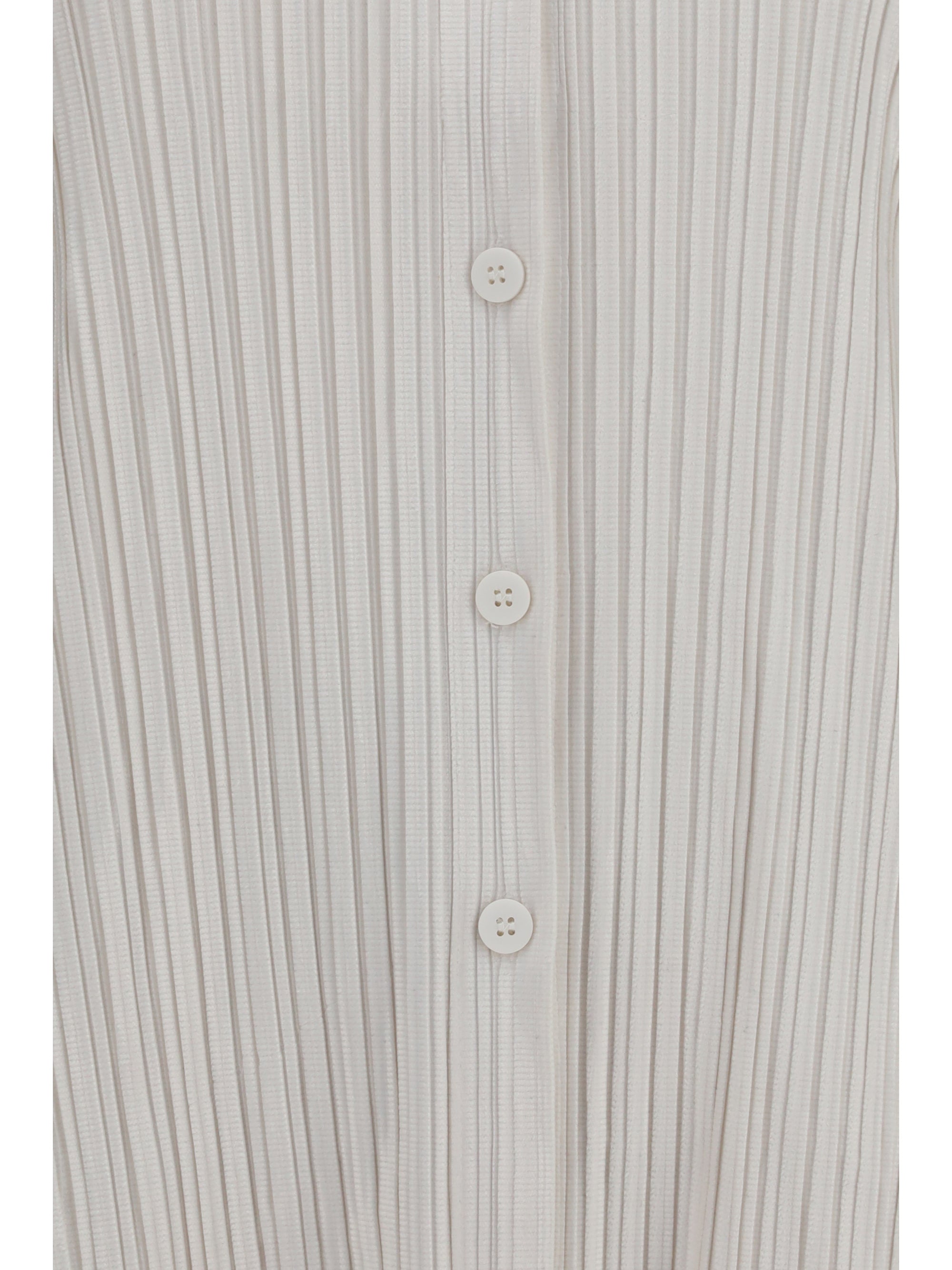 Gongdid Design Striped Velvet-Like Shirt — White by Gongdid Design