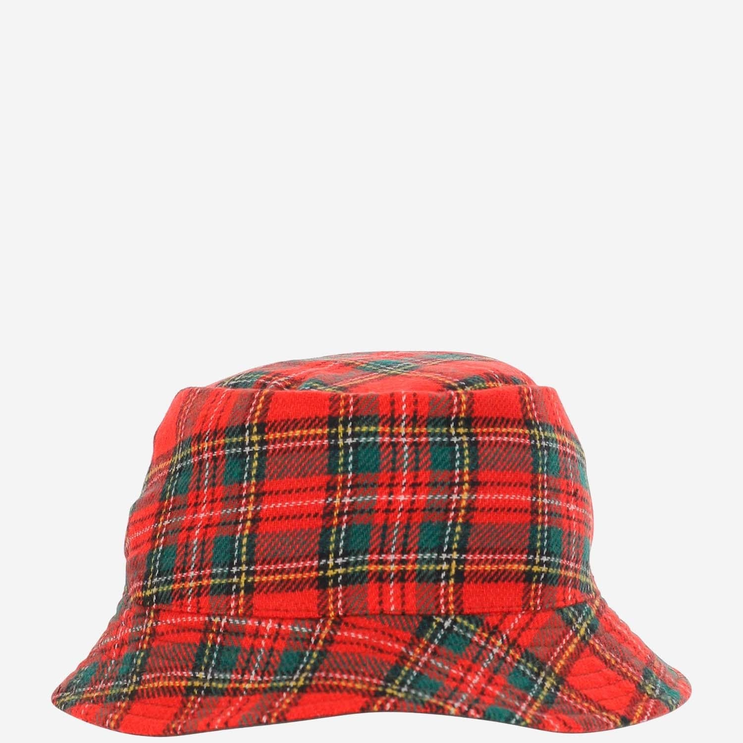 Grevi 2521 Tartan Wool Reversible Bucket Hat — Red by Grevi