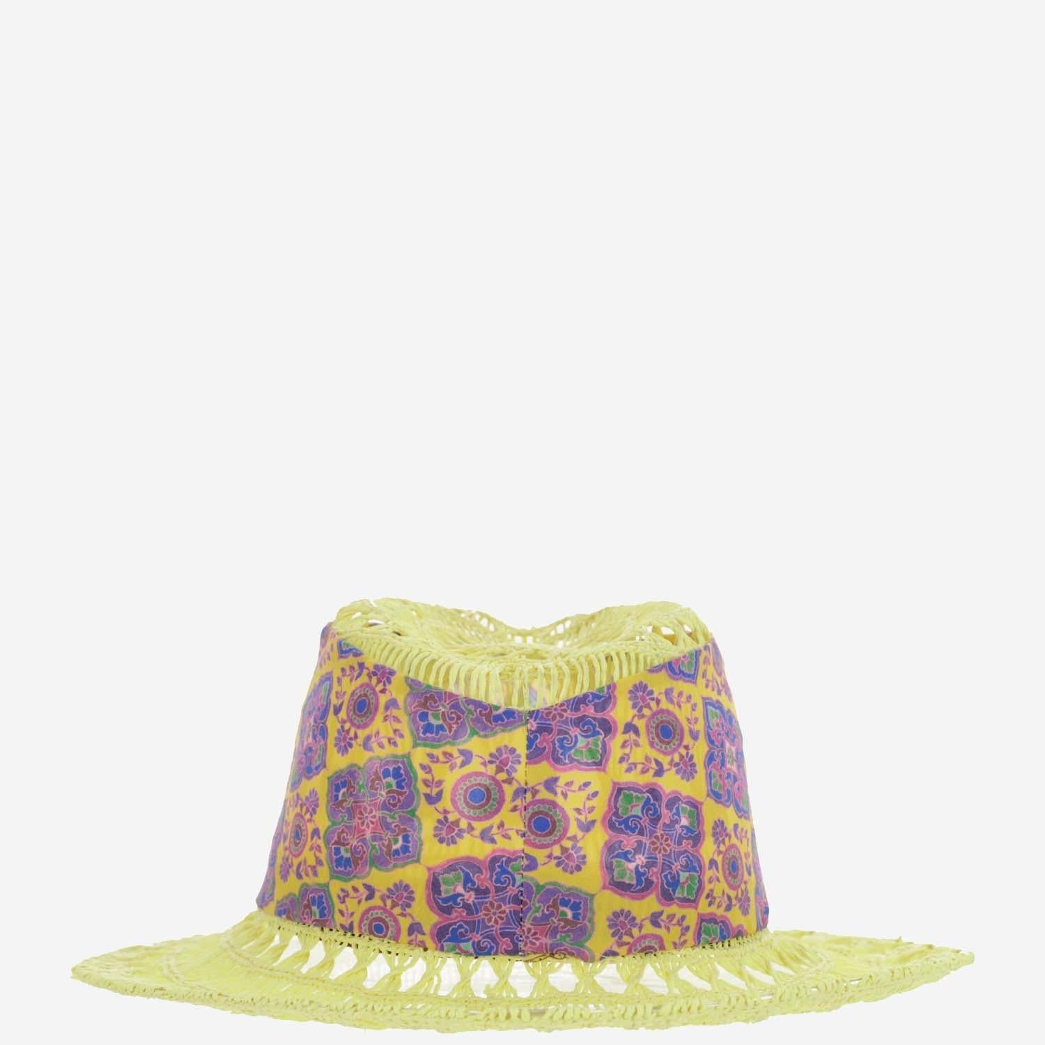 Grevi 6794 Geometric Print Paper Braided Sun Hat — Yellow, view 2