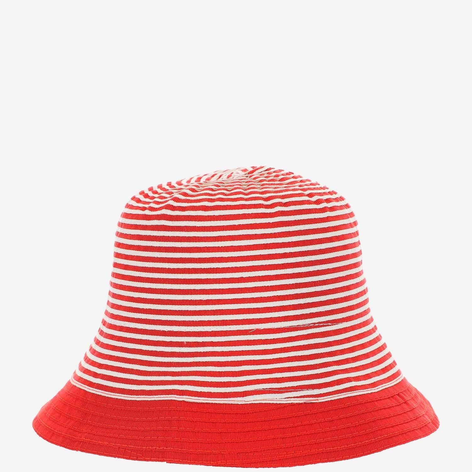 Grevi S6804 Striped Grosgrain Cotton Bucket Hat — Red by Grevi