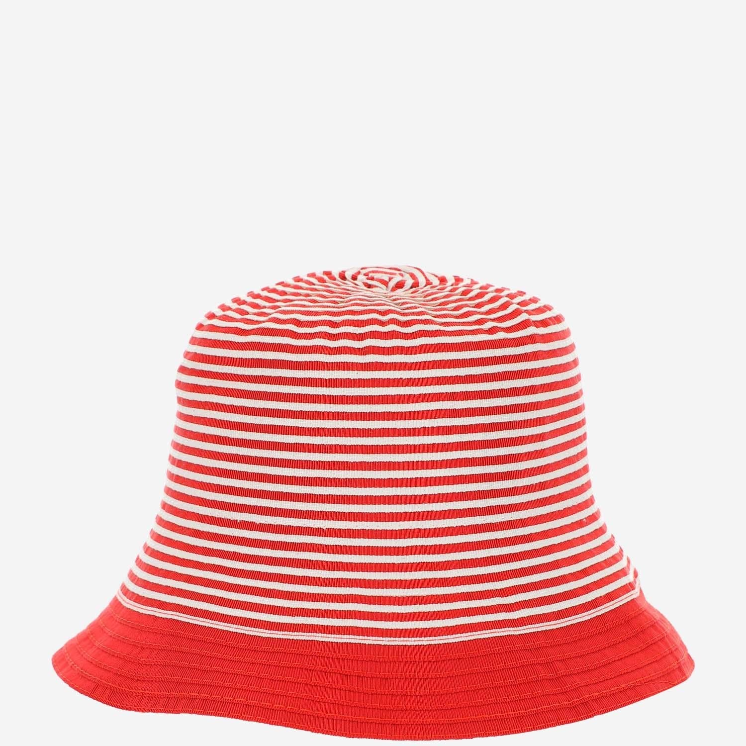 Grevi S6804 Striped Grosgrain Cotton Bucket Hat — Red, view 2