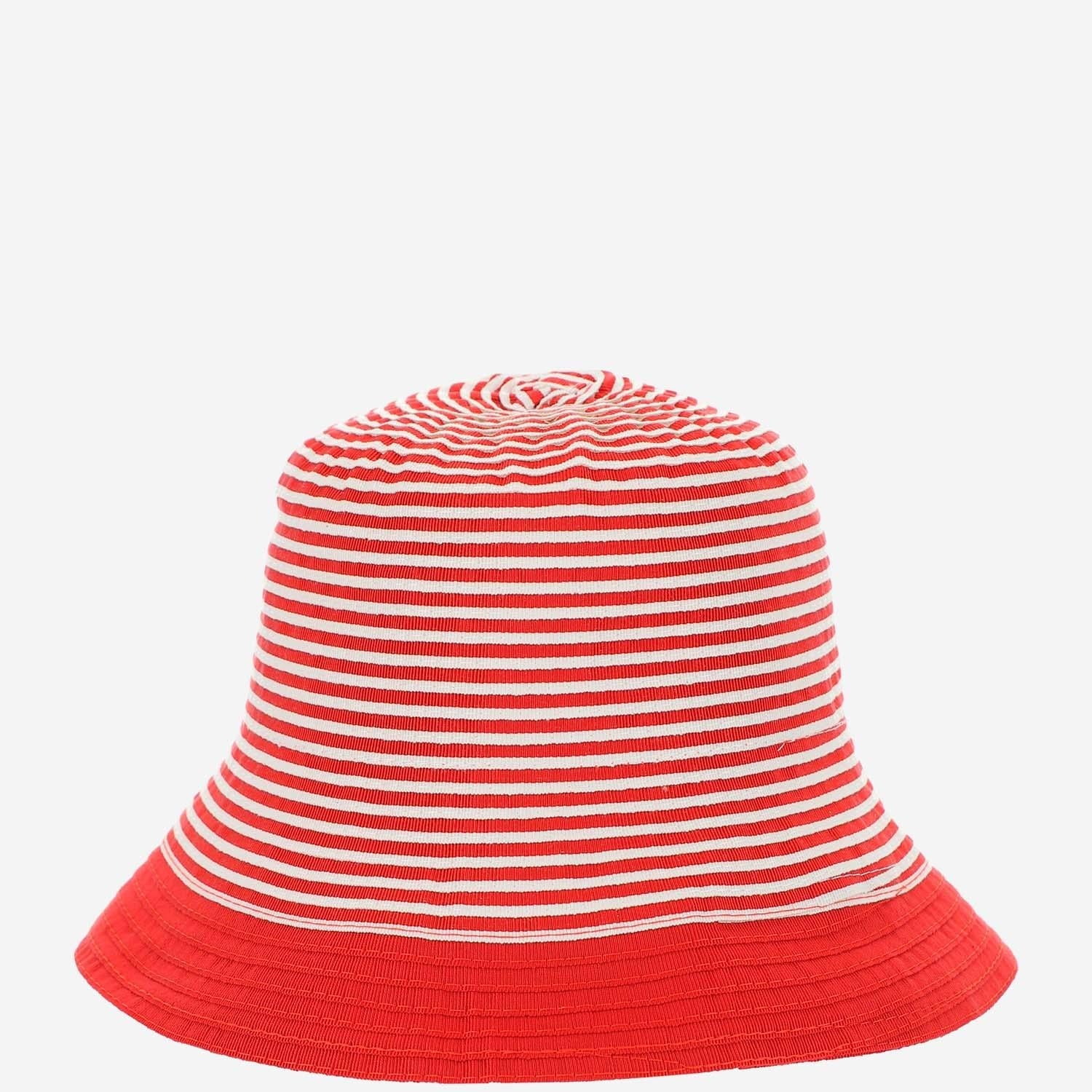 Grevi S6804 Striped Grosgrain Cotton Bucket Hat — Red, view 3