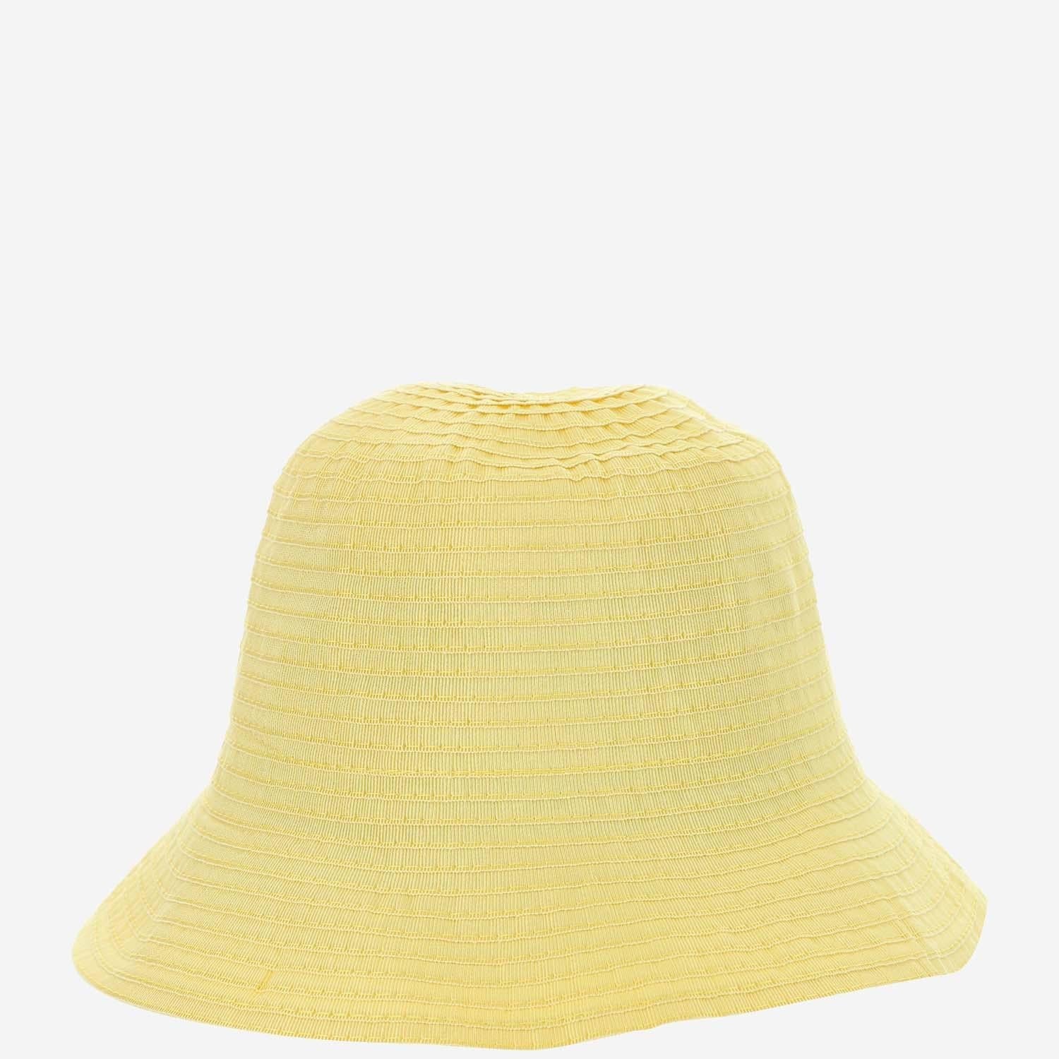 Grevi S6804 Foldable Cotton Grosgrain Sun Hat — Yellow by Grevi