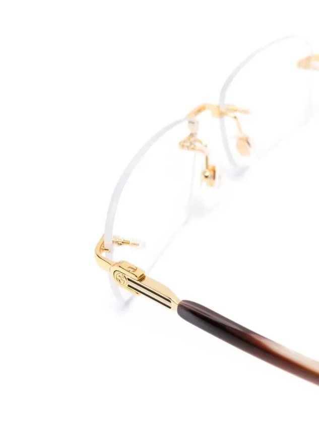 Gucci Eyewear GG1221O Rimless Metal Eyeglasses — Brown, view 3