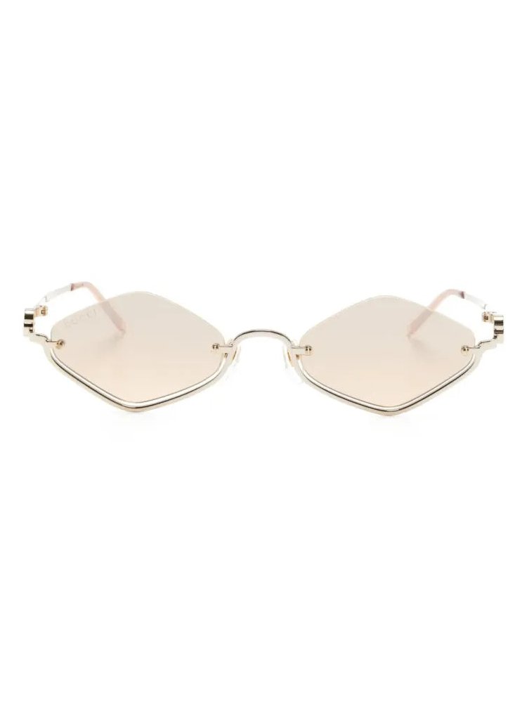 Gucci Eyewear GG1604S Diamond-Shaped Frame Sunglasses — Gold by Gucci Eyewear