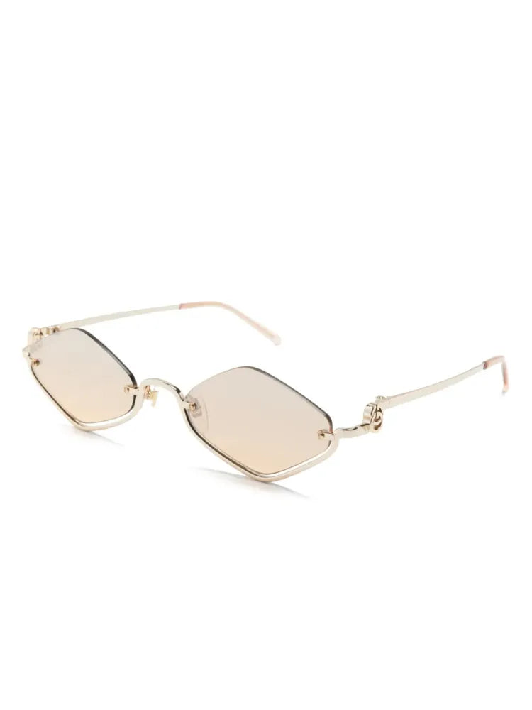 Gucci Eyewear GG1604S Diamond-Shaped Frame Sunglasses — Gold, view 2