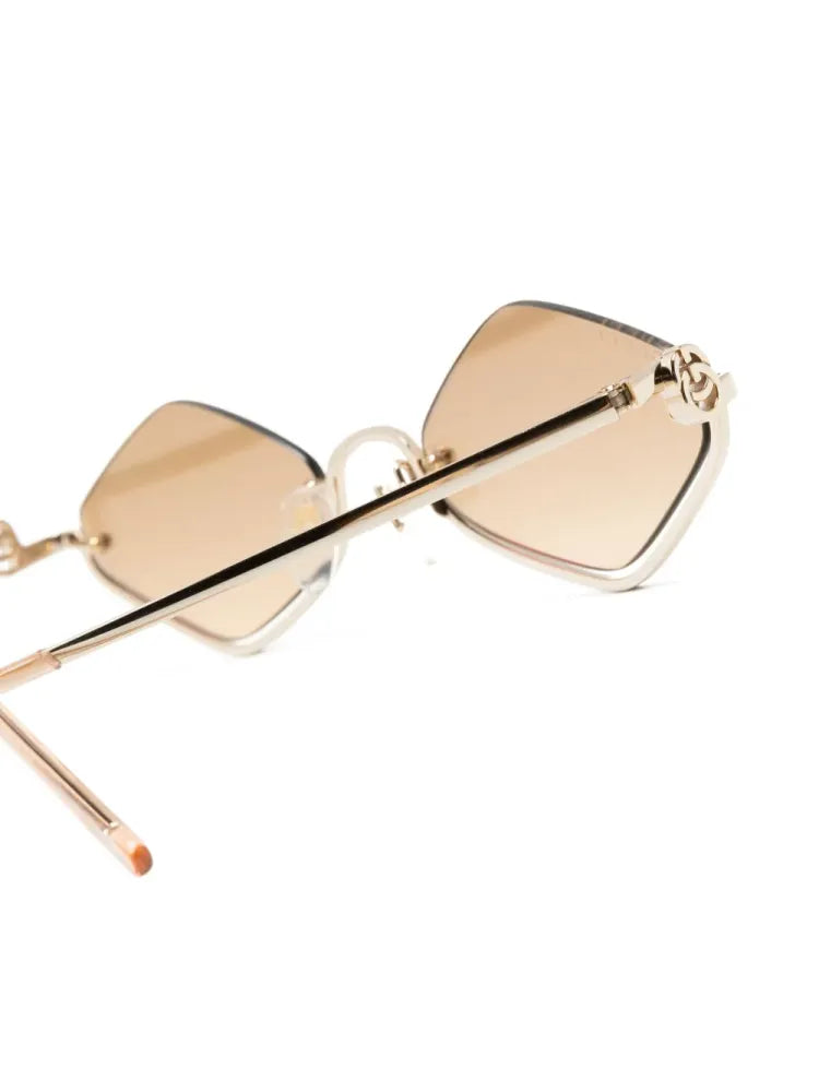 Gucci Eyewear GG1604S Diamond-Shaped Frame Sunglasses — Gold, view 3