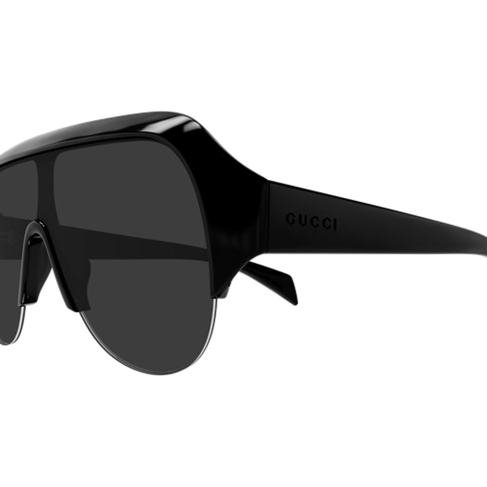 Gucci Eyewear GG2023S Geometric-Frame Logo-Embossed Sunglasses — Black, view 3