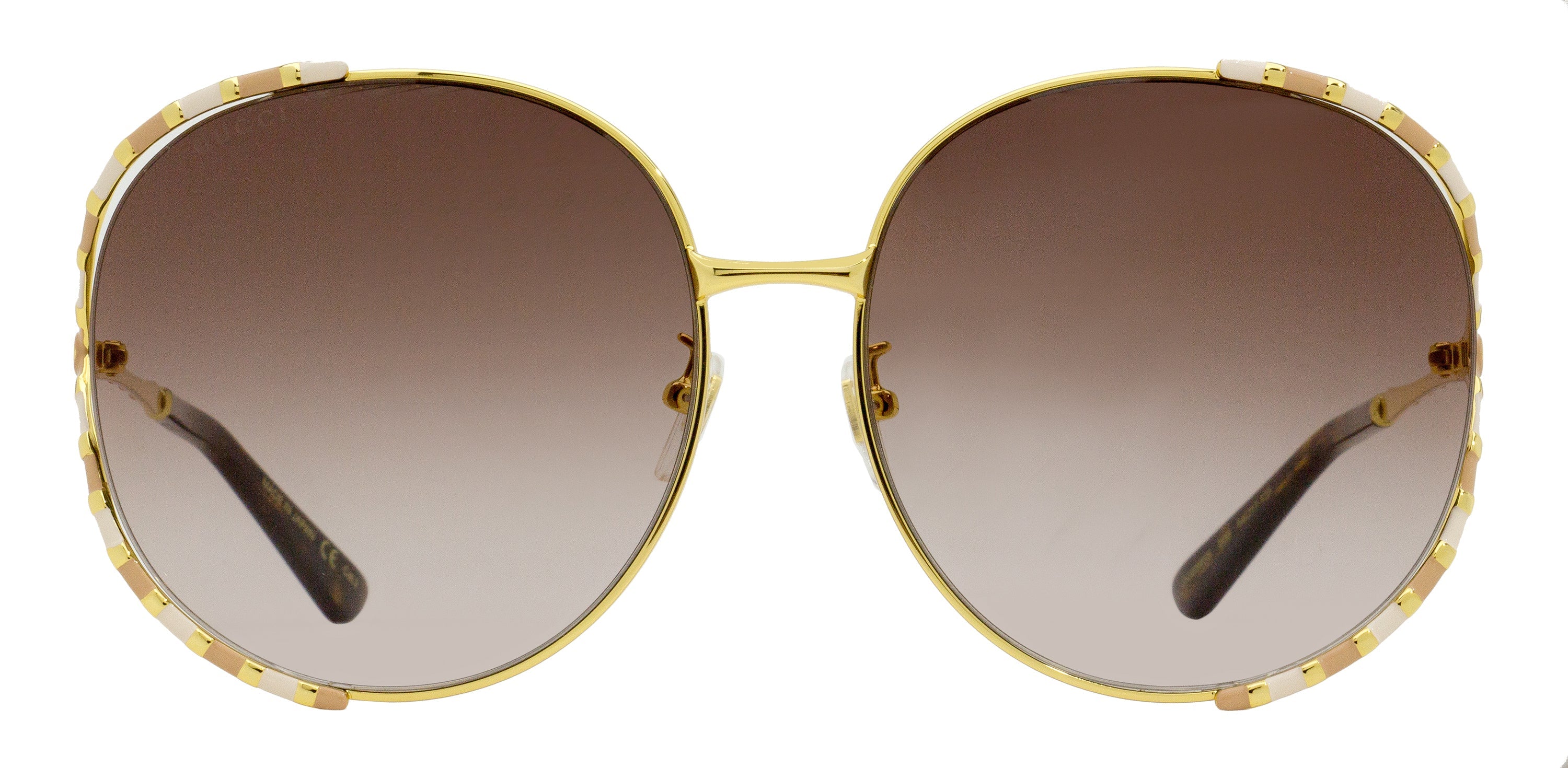 Gucci GG0595S Round Oversize Sunglasses — Gold, view 2