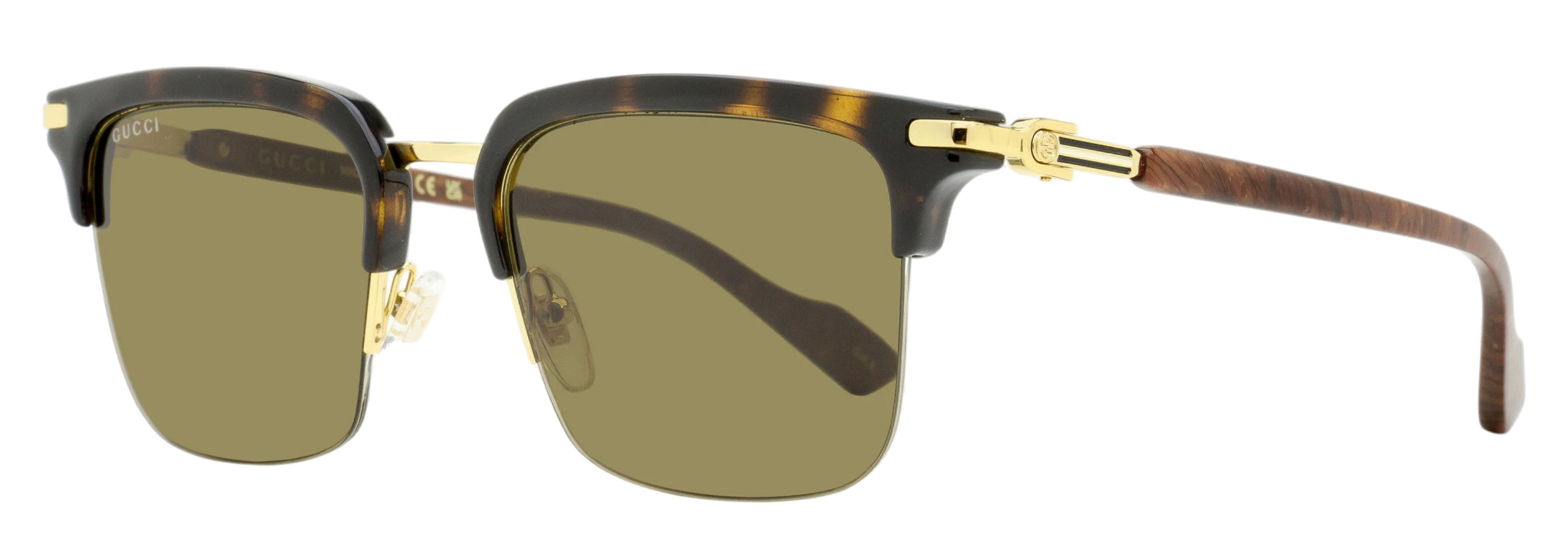 Gucci GG1363S Semi-Rimless Browline Sunglasses — Brown by Gucci
