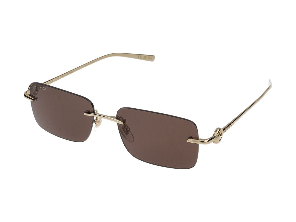 Gucci GG1703S Gold Metal Rectangular Sunglasses — Gold, view 2